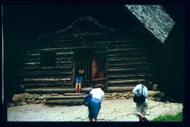 Oesterreich-Reise Juli 1991/Freilichtmuseum oesterreichischer Hoefe Stuebing/Open Air Museum of Austrian Farmyards/Granges/seltsamer plafond/strangely carved ceiling in block house Oesterreich-Reise Juli 1991/Freilichtmuseum oesterreichischer Hoefe Stuebing/Open Air Museum of Austrian Farmyards/Granges/seltsamer plafond/strangely carved ceiling in block house